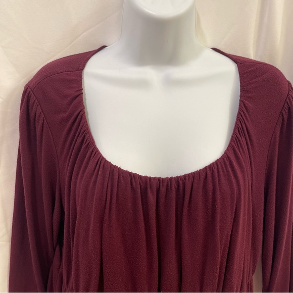 Daisy Fuentes Burgandy Cotton Empire Waist Midi Dress Sz Large - Picture 3 of 9